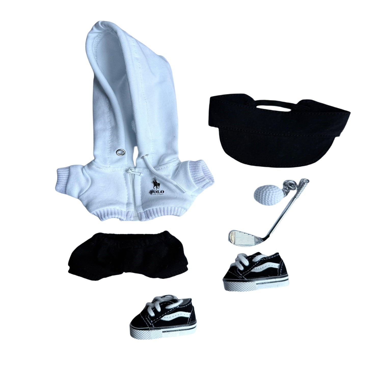 LABUBU 17cm Doll Clothes – 6-Piece Handmade Polo Golf Outfit Set (Fits Gen 1/2/3, Doll Not Included)-01