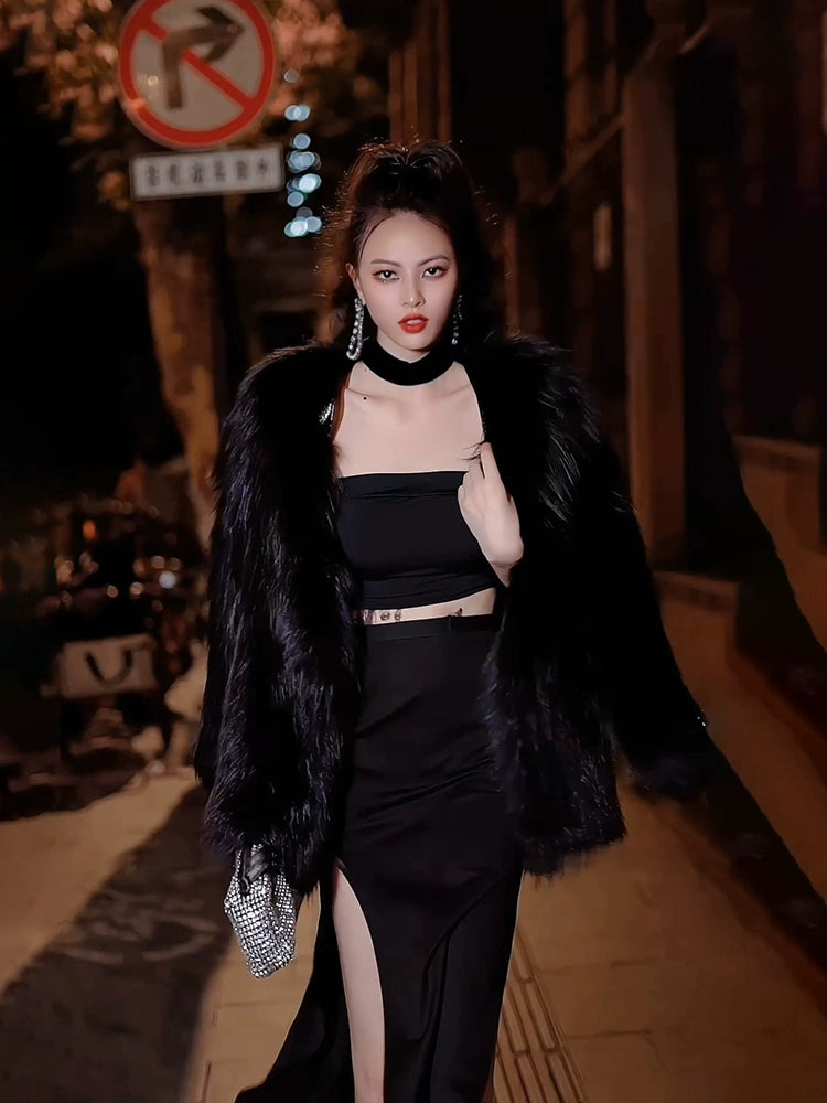 Limited to 30[Black Swan] SAGA woven fox fur coat-80