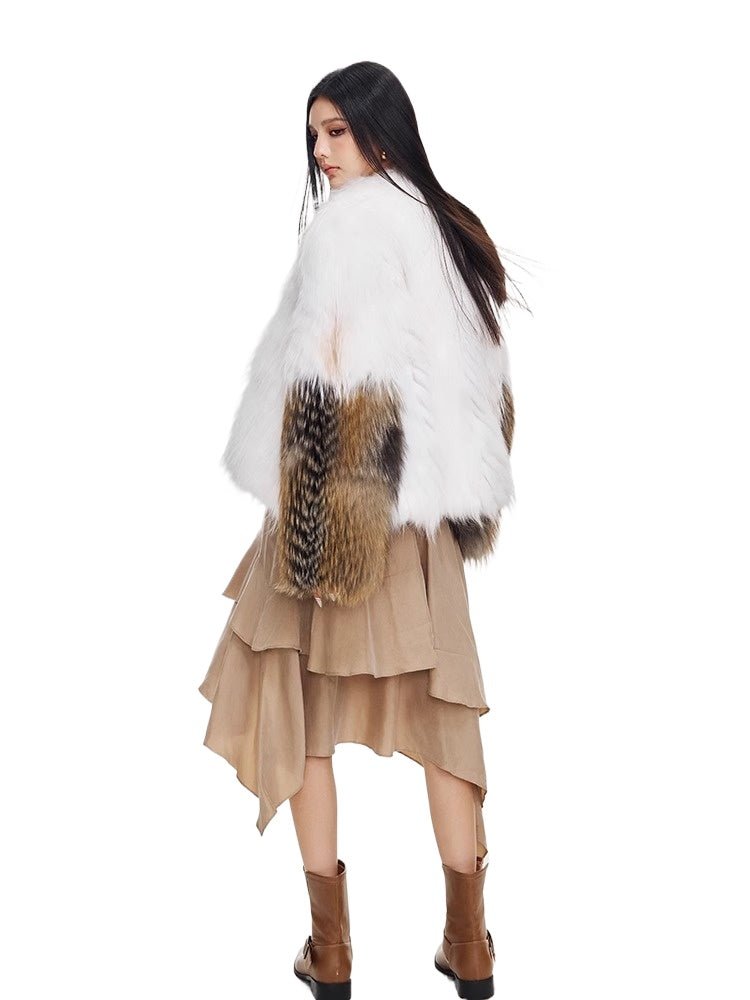 【Afternoon Fragrance】Golden Island Fox & Marble Fox Short Women's Fur Jacket - YZ19 - INNZEA