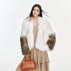 【Afternoon Fragrance】Golden Island Fox & Marble Fox Short Women's Fur Jacket - YZ19 - INNZEA