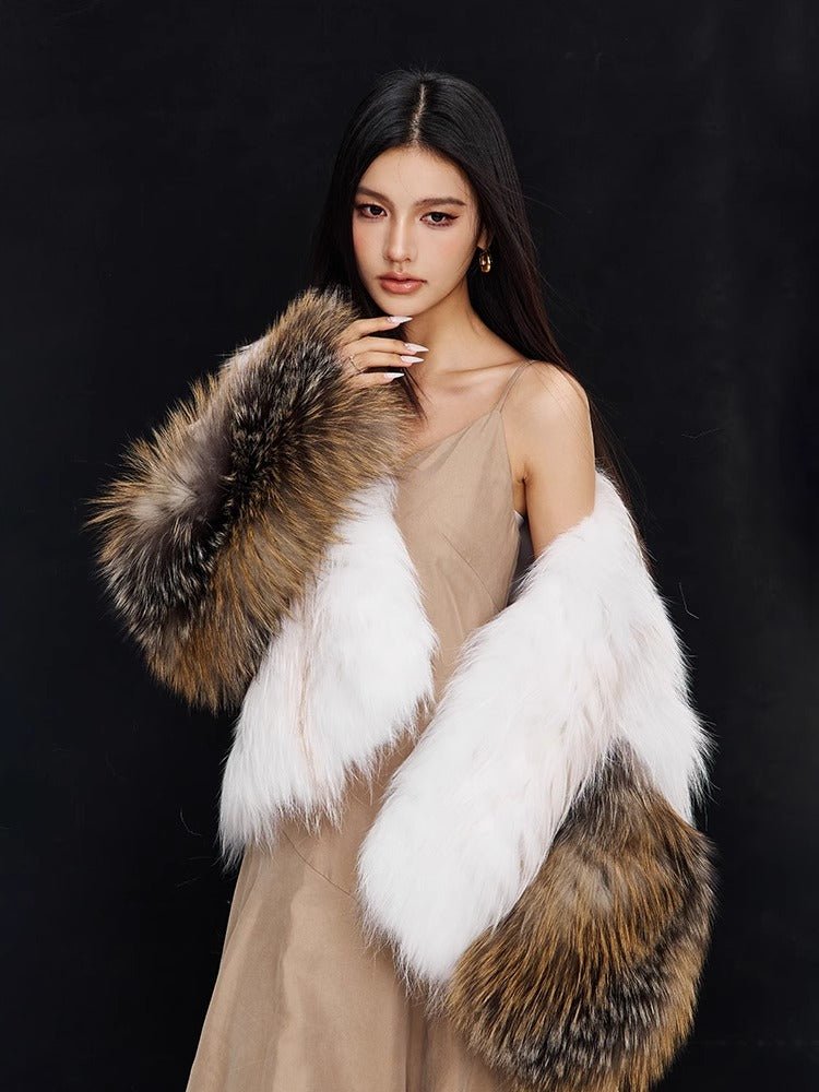 【Afternoon Fragrance】Golden Island Fox & Marble Fox Short Women's Fur Jacket - YZ19 - INNZEA