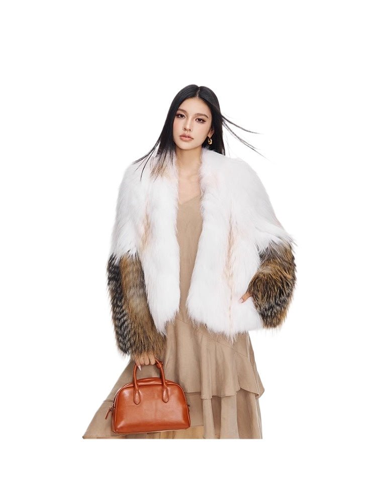 【Afternoon Fragrance】Golden Island Fox & Marble Fox Short Women's Fur Jacket - YZ19 - INNZEA