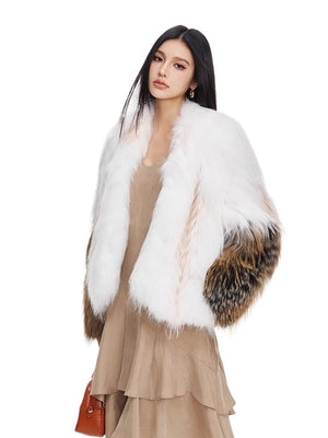 【Afternoon Fragrance】Golden Island Fox & Marble Fox Short Women's Fur Jacket - YZ19 - INNZEA