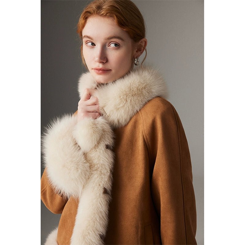 French style soft fox fur spliced down jacket, goose down lining fur jacket - 71 - INNZEA