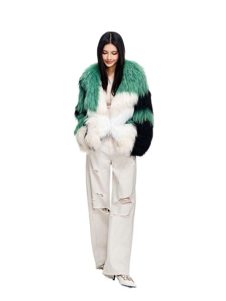 【Glimmer Forest】Rare marble fox fur mid - length women's fur coat - YZ23 - INNZEA