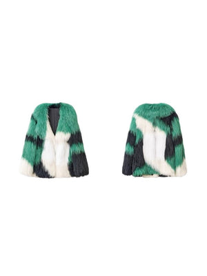 【Glimmer Forest】Rare marble fox fur mid - length women's fur coat - YZ23 - INNZEA