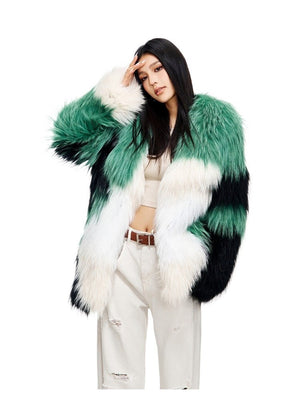 【Glimmer Forest】Rare marble fox fur mid - length women's fur coat - YZ23 - INNZEA