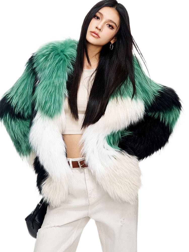 【Glimmer Forest】Rare marble fox fur mid - length women's fur coat - YZ23 - INNZEA