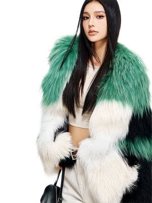 【Glimmer Forest】Rare marble fox fur mid - length women's fur coat - YZ23 - INNZEA