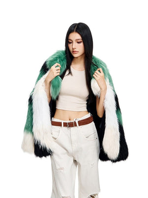 【Glimmer Forest】Rare marble fox fur mid - length women's fur coat - YZ23 - INNZEA