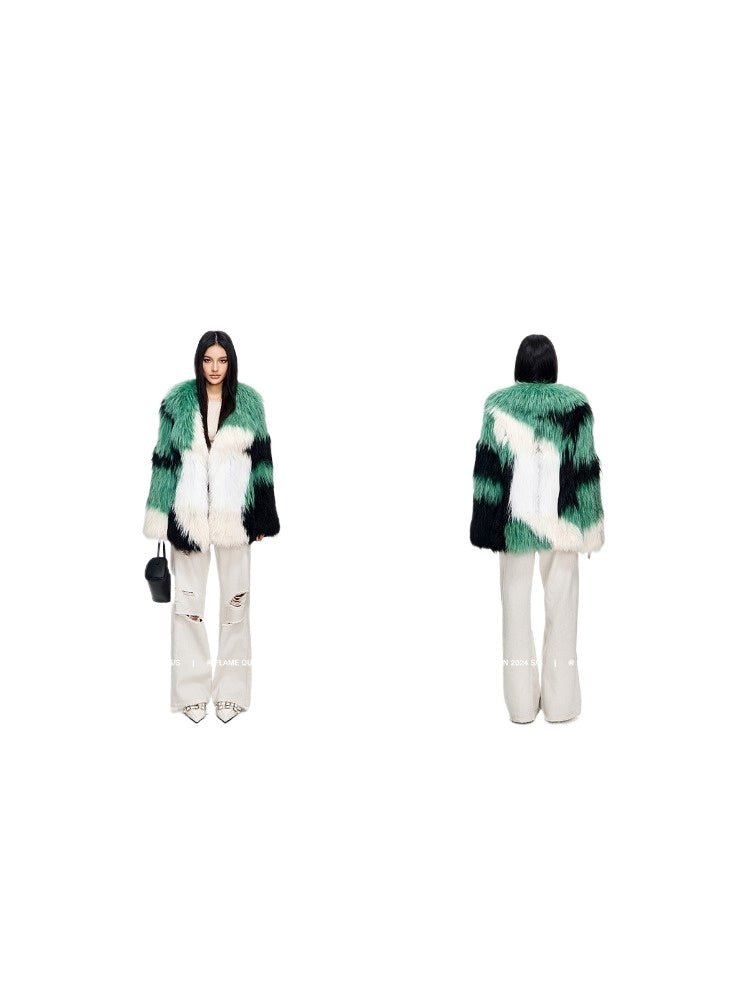 【Glimmer Forest】Rare marble fox fur mid - length women's fur coat - YZ23 - INNZEA