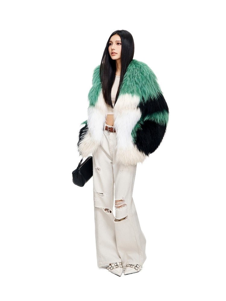 【Glimmer Forest】Rare marble fox fur mid - length women's fur coat - YZ23 - INNZEA