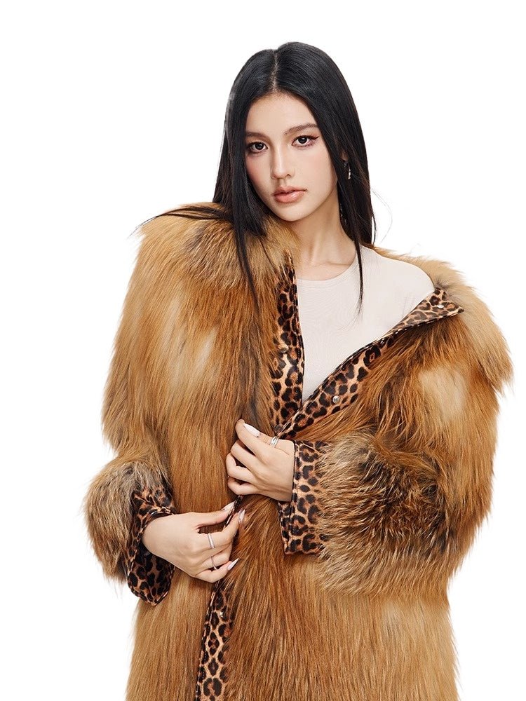 【Golden Earl】Fox fur braided ladies fur coat long - YZ10 - INNZEA