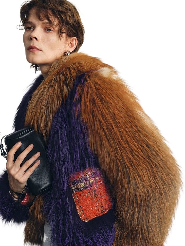 【Hathaway】 Designer Red Fox Fur Large Lapel Short Women's Fur Coat - YZ20 - INNZEA