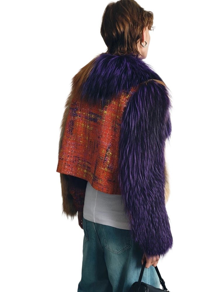 【Hathaway】 Designer Red Fox Fur Large Lapel Short Women's Fur Coat - YZ20 - INNZEA