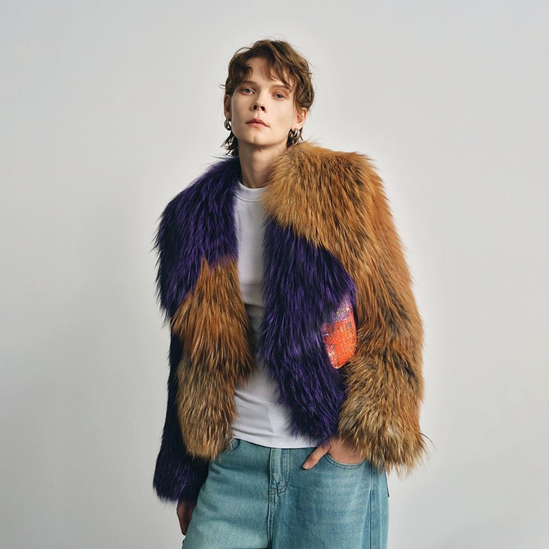 【Hathaway】 Designer Red Fox Fur Large Lapel Short Women's Fur Coat - YZ20 - INNZEA