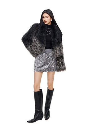 [Heroine's Script] Silver fox fur woven gradient fur coat for women - YZ30 - INNZEA