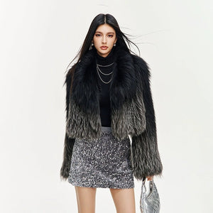 [Heroine's Script] Silver fox fur woven gradient fur coat for women - YZ30 - INNZEA