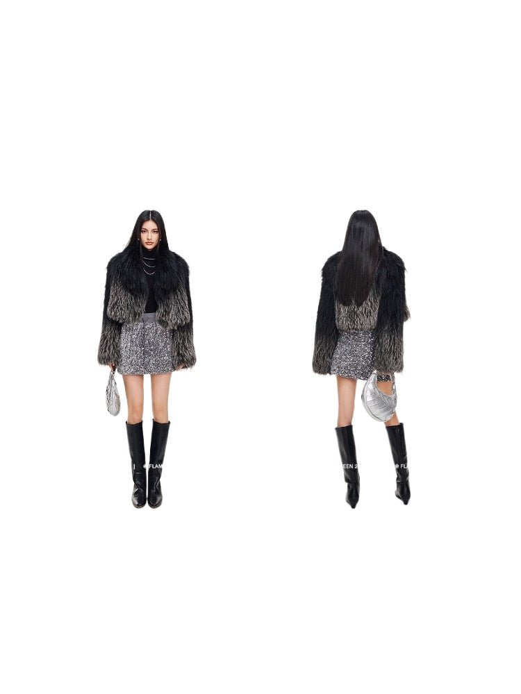 [Heroine's Script] Silver fox fur woven gradient fur coat for women - YZ30 - INNZEA