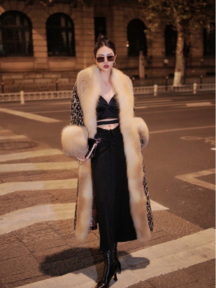 "Lady Carmen" imported whole fox fur coat long woolen coat - YZ45 - INNZEA