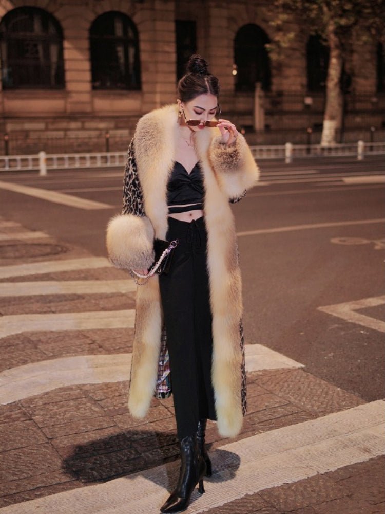 "Lady Carmen" imported whole fox fur coat long woolen coat - YZ45 - INNZEA