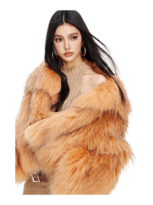 【Lillian】 Raccoon fur braided square collar women's short fur coat - YZ29 - INNZEA