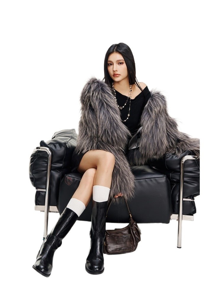 【Lillian】 Raccoon fur braided square collar women's short fur coat - YZ29 - INNZEA