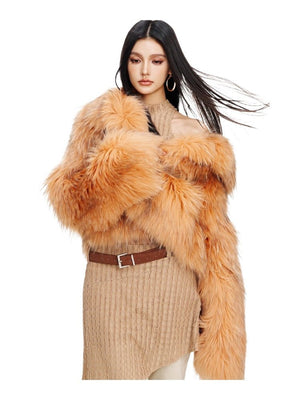 【Lillian】 Raccoon fur braided square collar women's short fur coat - YZ29 - INNZEA