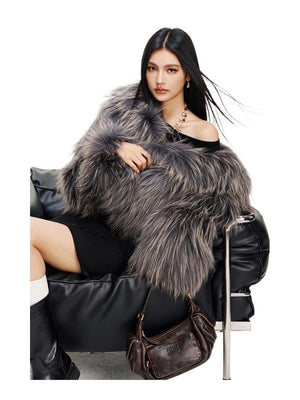 【Lillian】 Raccoon fur braided square collar women's short fur coat - YZ29 - INNZEA