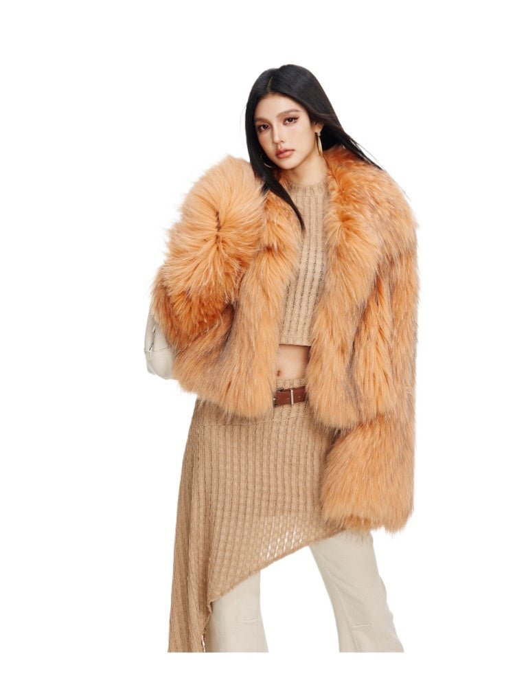 【Lillian】 Raccoon fur braided square collar women's short fur coat - YZ29 - INNZEA