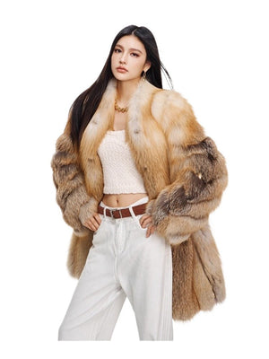 【Luxury Beauty】 Fox Fur Women's Fur Jacket - YZ06 - INNZEA