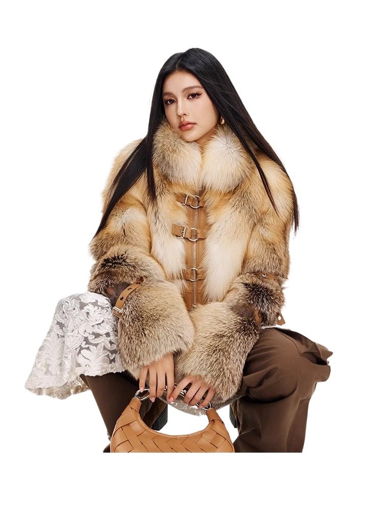 [Modern Daughter] Trendy and cool style fox fur women's fur coat short style - YZ15 - INNZEA