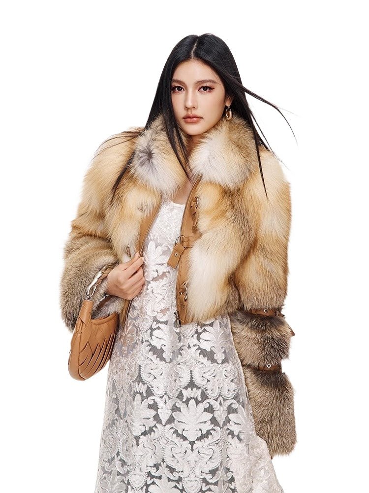 [Modern Daughter] Trendy and cool style fox fur women's fur coat short style - YZ15 - INNZEA