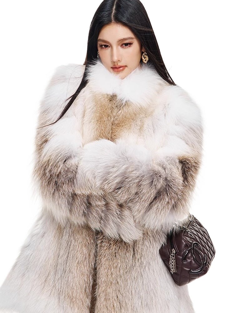 【Snowy Winter】Jindao White Fox Fur Women's Medium - Length Fur - YZ07 - INNZEA