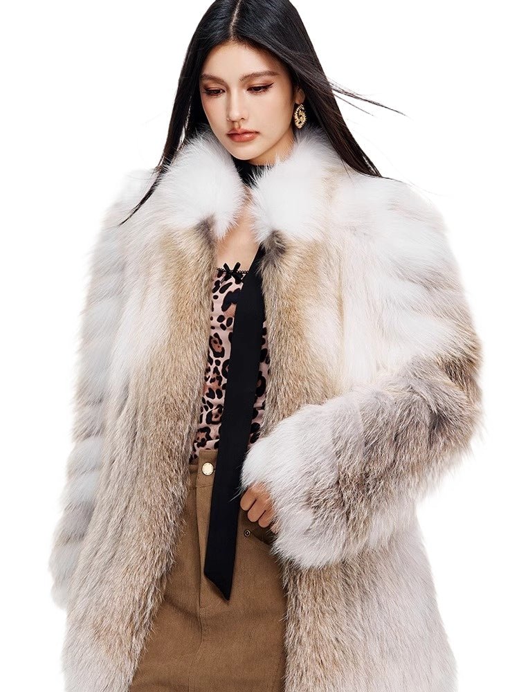 【Snowy Winter】Jindao White Fox Fur Women's Medium - Length Fur - YZ07 - INNZEA