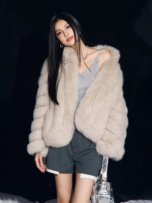 【Sweet and Cool Thousand Gold】 Whole Leather Fox Fur Women's Short Fur Jacket - YZ11 - INNZEA