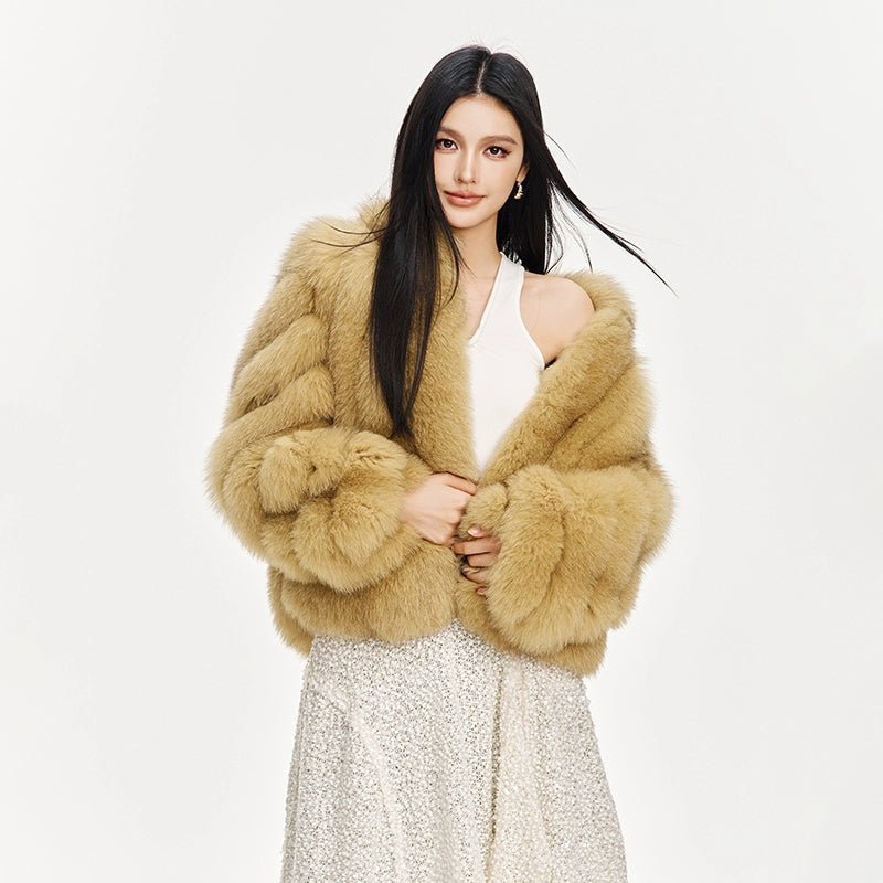 【Sweet and Cool Thousand Gold】 Whole Leather Fox Fur Women's Short Fur Jacket - YZ11 - INNZEA