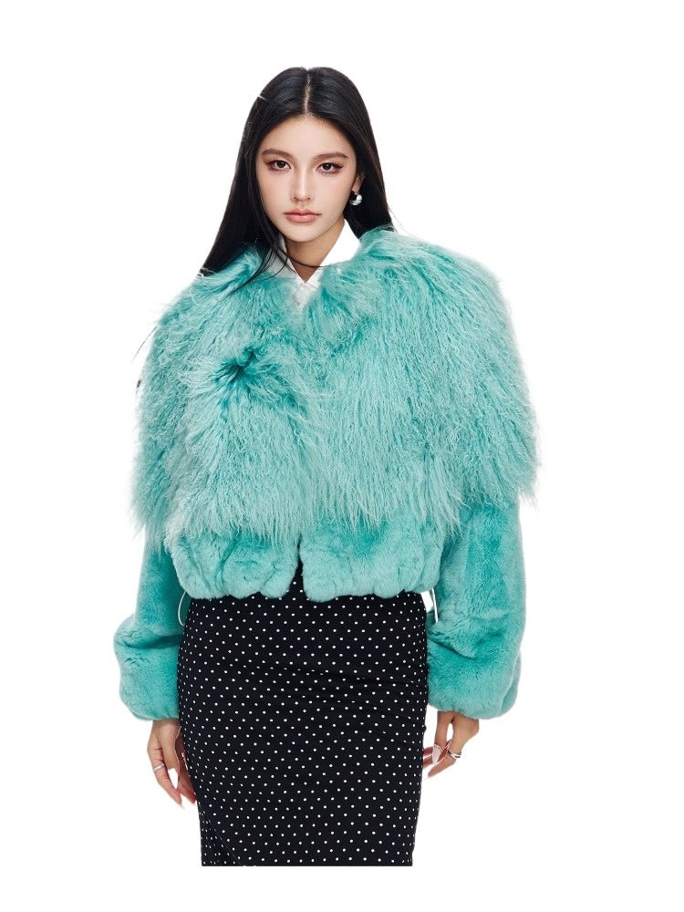 [Warm Fragrance Hera] Wool & Rex Rabbit Fur Women's Fur Jacket - YZ13 - INNZEA