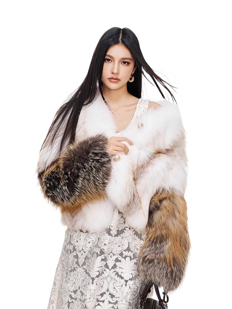 Winter Mocha Fox & Mink Women's Fur Coat - YZ08 - INNZEA