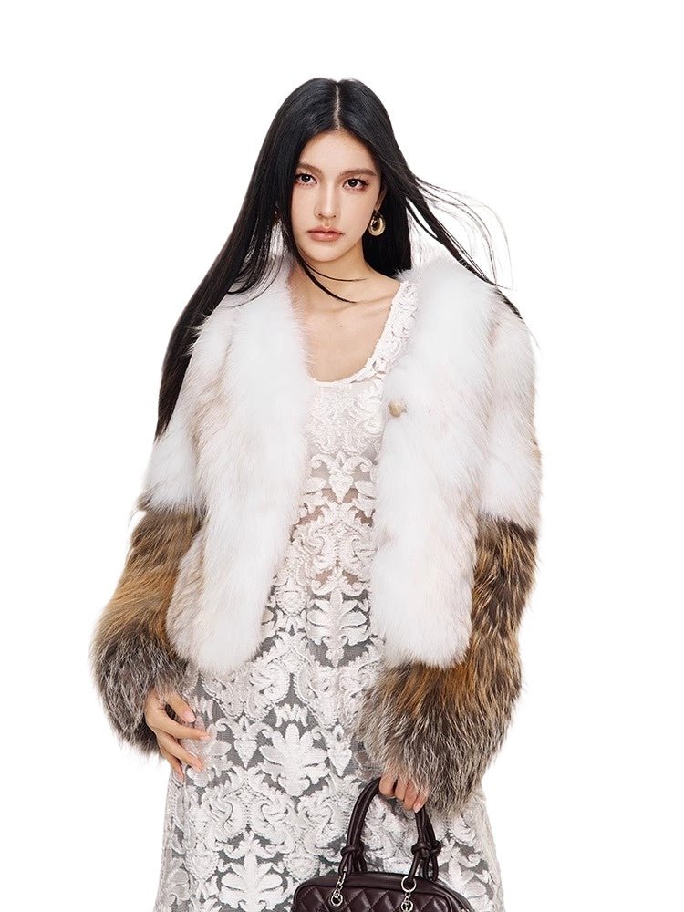 Winter Mocha Fox & Mink Women's Fur Coat - YZ08 - INNZEA